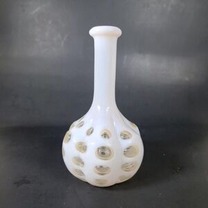 Fenton Art Glass Barber Bottle Old Coin Dot Milk White 7" no Top‎